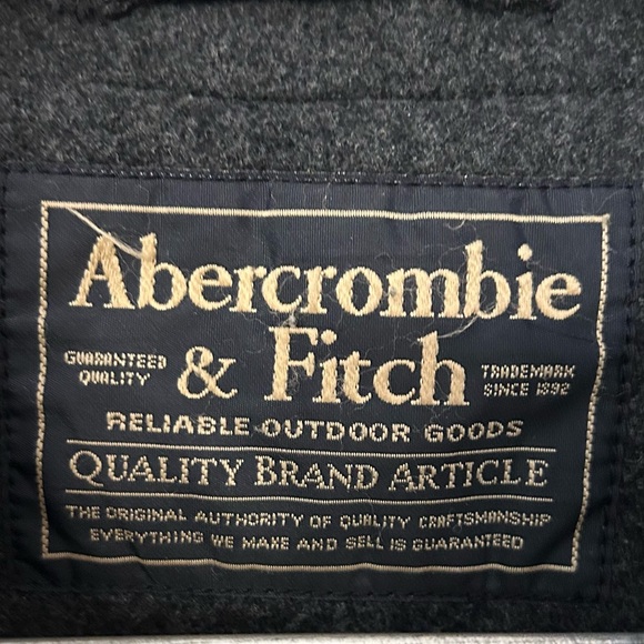 Vintage Men’s Abercrombie & Fitch Charcoal Gray Wool Blend Car Coat Winter Large - Picture 10 of 10